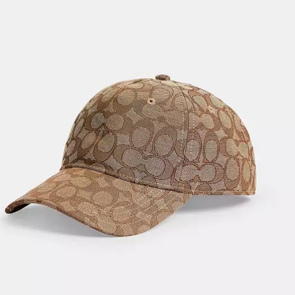 Coach Signature C Jacquard Baseball Hat Khaki Adjustable New With Tags